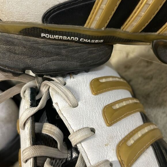 Adidas Powerband Chassis Golf Shoes White/Black/Gold Men’s Size 8 - Picture 6 of 7